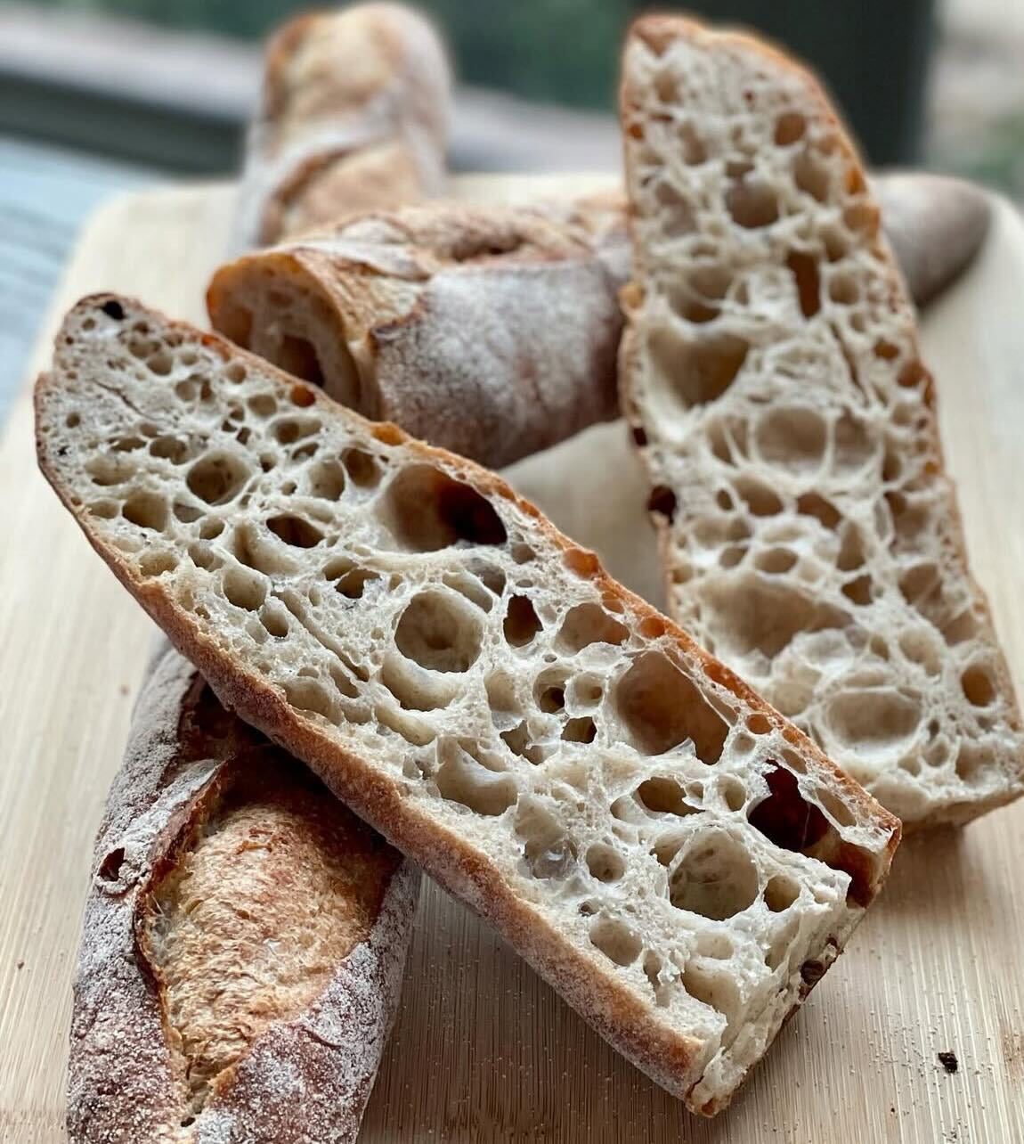 Crusty Sourdough Baguettes